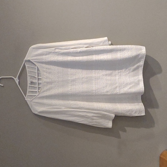 J.Jill women's large white 3/4 sleeve embroidered t-shirt - Picture 1 of 5